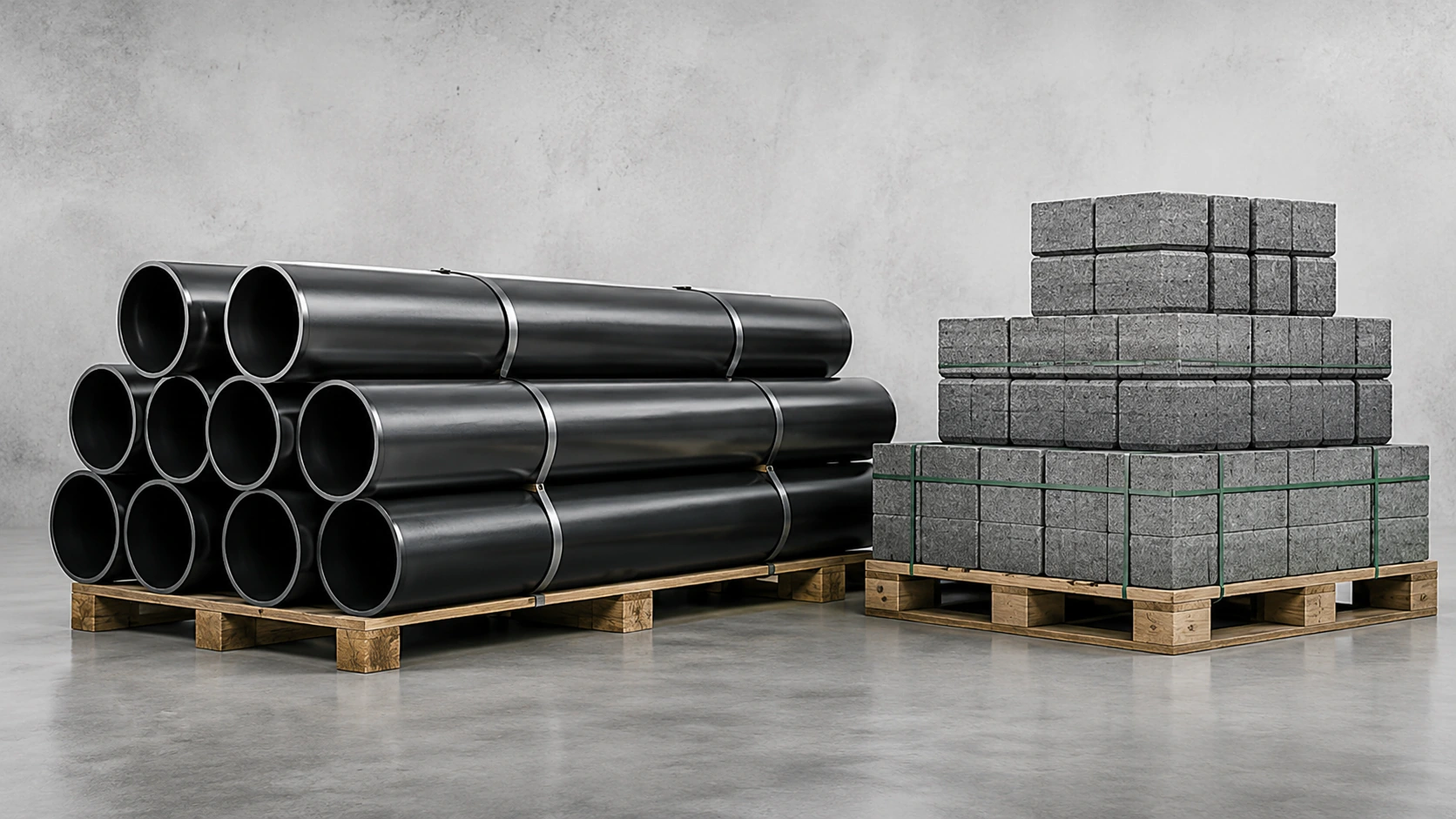 Commercial materials and building supplies in a van Bundled commercial materials and building supplies for a van