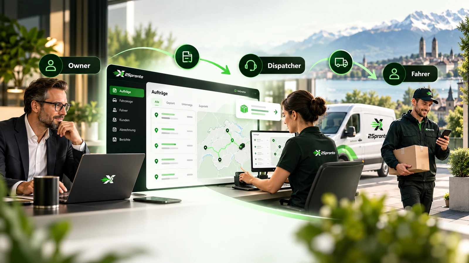 One portal with clear roles Driver portal team with clear roles for owner, dispatcher and driver